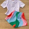 fernandaramoskids com br Conjunto Infantil Feminino Cropped Branco com Estampa e Short 2