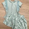 fernandaramoskids com br Conjunto Infantil Feminino Cropped Detalhe Laise e Short Estampado Verde 2