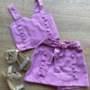 Conjunto Infantil Feminino Cropped e Short Saia com Amarração Lilás Fernanda Ramos Kids