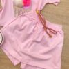 fernandaramoskids com br Conjunto Infantil Feminino Cropped e Short Saia Rosa Bebe 2