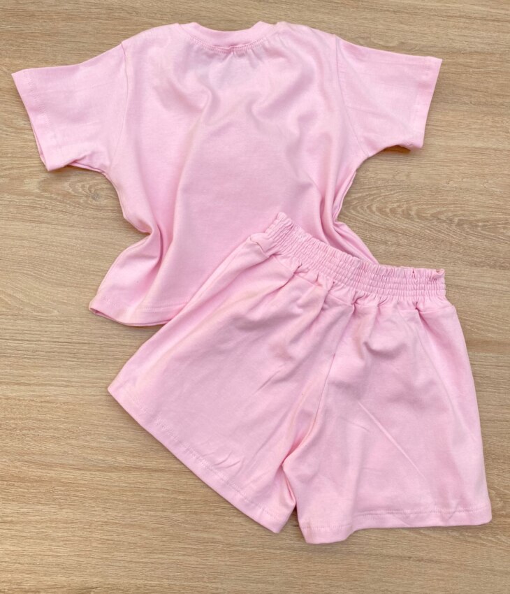 fernandaramoskids com br Conjunto Infantil Feminino Cropped e Short Saia Rosa Bebe 3