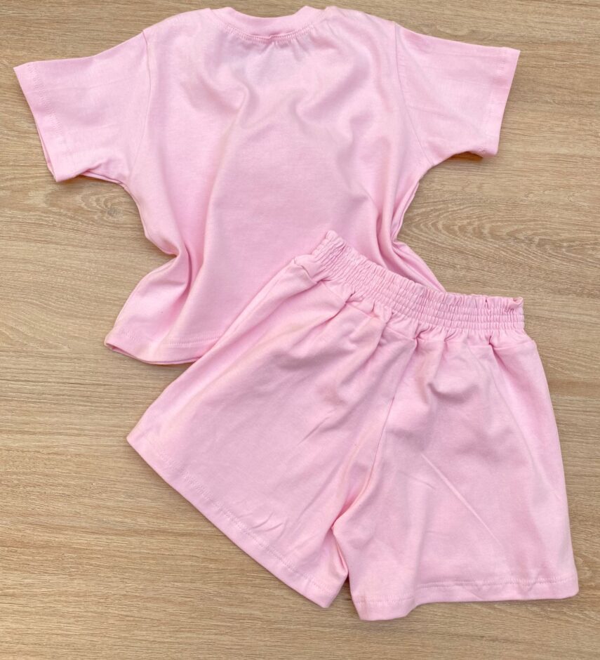 fernandaramoskids com br Conjunto Infantil Feminino Cropped e Short Saia Rosa Bebe 3