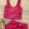 fernandaramoskids com br Conjunto Infantil Feminino Cropped e Short Saia com Amarração Pink 1