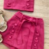 fernandaramoskids com br Conjunto Infantil Feminino Cropped e Short Saia com Amarração Pink 2
