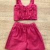 fernandaramoskids com br Conjunto Infantil Feminino Cropped e Short Saia com Amarração Pink 3