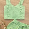 fernandaramoskids com br Conjunto Infantil Feminino Cropped e Short Saia com Amarração Verde 1