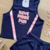 fernandaramoskids com br Conjunto Infantil Feminino Cropped Have More e Short Azul Marinho 1