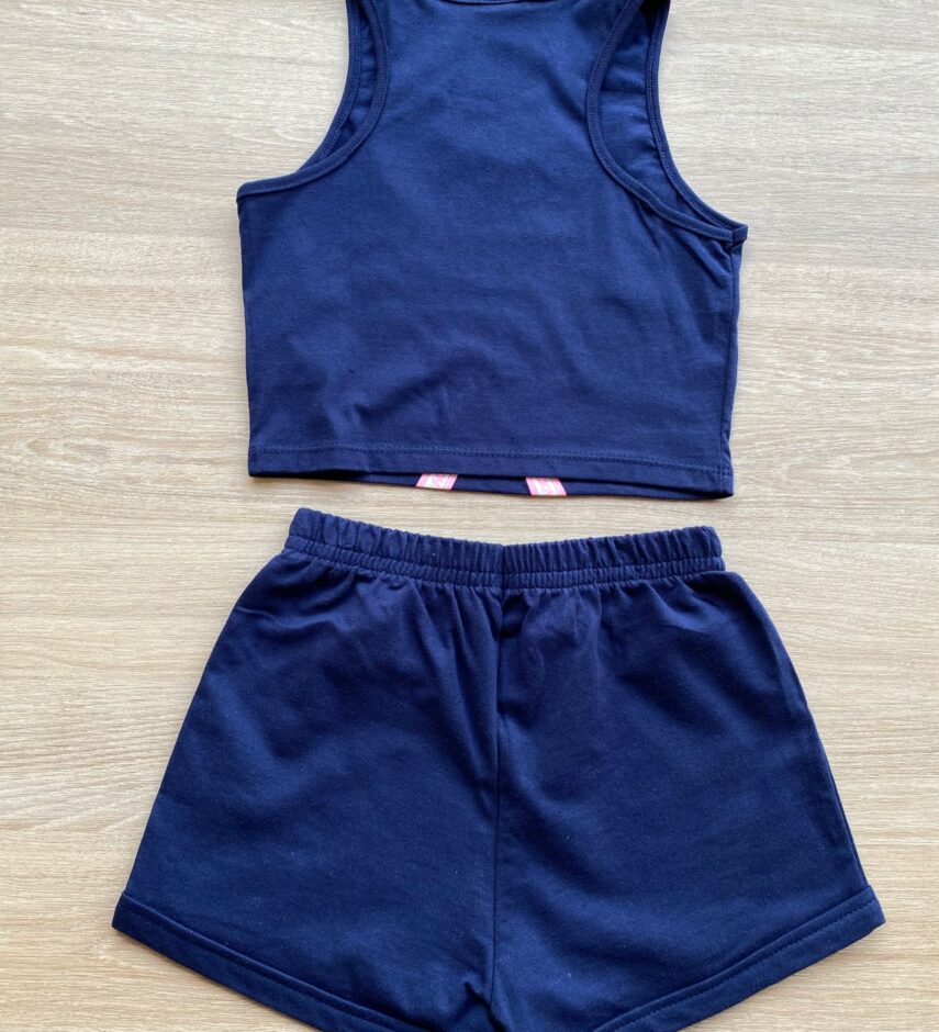 fernandaramoskids com br Conjunto Infantil Feminino Cropped Have More e Short Azul Marinho 3