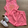 Conjunto Infantil Feminino Cropped Have More e Short Pink Flúor Fernanda Ramos Kids
