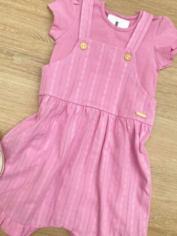 fernandaramoskids com br Conjunto Infantil Feminino Jardineira e Blusa Manga Curta Lilás 1