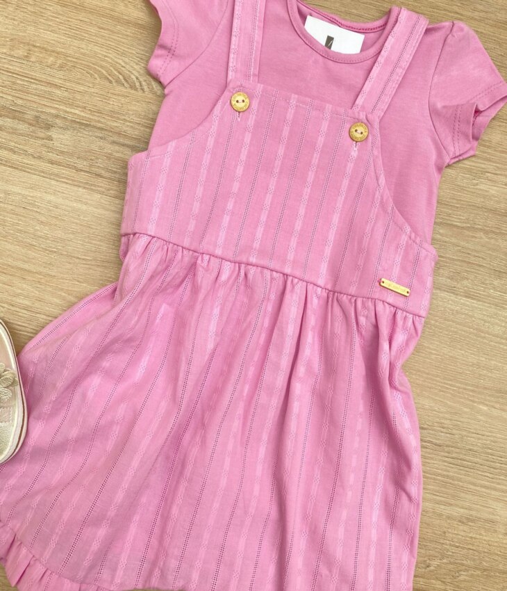 fernandaramoskids com br Conjunto Infantil Feminino Jardineira e Blusa Manga Curta Lilás 1