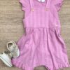 Conjunto Infantil Feminino Jardineira e Blusa Manga Curta Lilás Fernanda Ramos Kids
