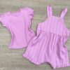 fernandaramoskids com br Conjunto Infantil Feminino Jardineira e Blusa Manga Curta Lilás 2