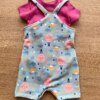 fernandaramoskids com br Conjunto Infantil Feminino Jardineira Estampada Azul e Body Pink 3