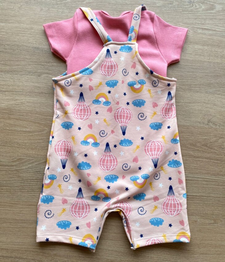 fernandaramoskids com br Conjunto Infantil Feminino Jardineira Estampada e Body Rosa 4
