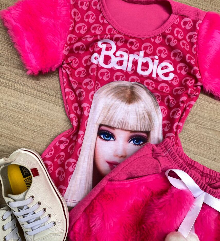 fernandaramoskids com br Conjunto Infantil Feminino Pelinho Blusa e Short Saia Pink 1