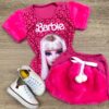 Conjunto Infantil Feminino Pelinho Blusa e Short Saia Pink Fernanda Ramos Kids