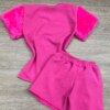 fernandaramoskids com br Conjunto Infantil Feminino Pelinho Blusa e Short Saia Pink 3