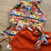 fernandaramoskids com br Conjunto Infantil Feminino Regata com Estampa e Short Amarração Laranja 1