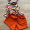 fernandaramoskids com br Conjunto Infantil Feminino Regata com Estampa e Short Amarração Laranja 3