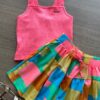 fernandaramoskids com br Conjunto Infantil Feminino Regata Cropped Pink e Short Estampado 1