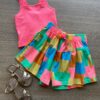 Conjunto Infantil Feminino Regata Cropped Pink e Short Estampado Fernanda Ramos Kids