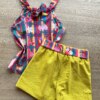 fernandaramoskids com br Conjunto Infantil Feminino Regata Estampada e Short com Amarração Amarelo 3