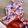fernandaramoskids com br Conjunto Infantil Feminino Regata Estampada e Short com Amarração Laranja 1