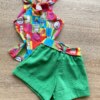 fernandaramoskids com br Conjunto Infantil Feminino Regata Estampada e Short com Amarração Verde 3
