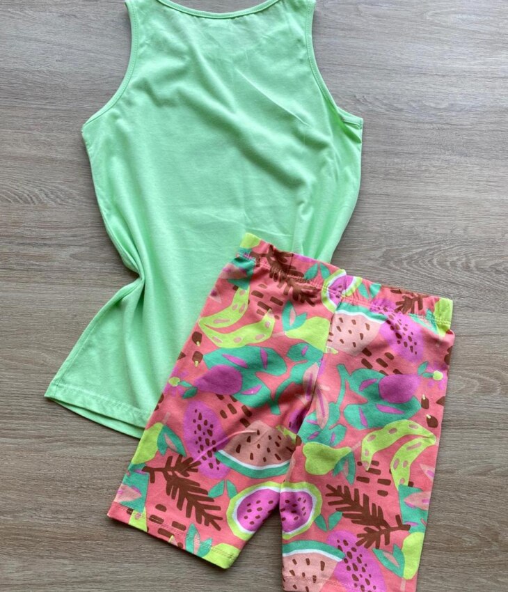 fernandaramoskids com br Conjunto Infantil Feminino Regata Fruit Verde e Short Estampado 3