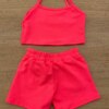 fernandaramoskids com br Conjunto Infantil Feminino Top Alça, Colete e Short Pink Flúor 3