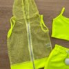 fernandaramoskids com br Conjunto Infantil Feminino Top Alça, Colete e Short Verde Flúor 2