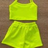 fernandaramoskids com br Conjunto Infantil Feminino Top Alça, Colete e Short Verde Flúor 3