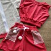 fernandaramoskids com br Conjunto Infantil Feminino Top Cropped, Colete e Short Pink 1
