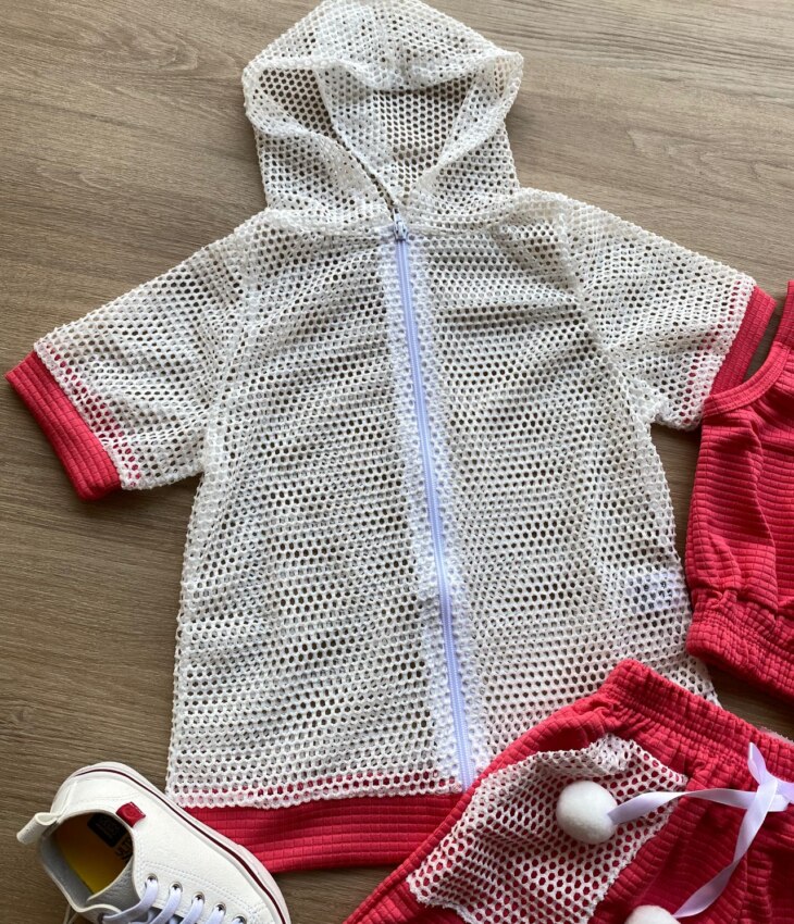 fernandaramoskids com br Conjunto Infantil Feminino Top Cropped, Colete e Short Pink 2