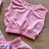 fernandaramoskids com br Conjunto Infantil Feminino Top Cropped, Colete e Short Rosa 3