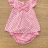 fernandaramoskids com br Conjunto Infantil Feminino Vestido Laço Poá e Calcinha Rosa 1