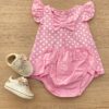 Conjunto Infantil Feminino Vestido Laço Poá e Calcinha Rosa Fernanda Ramos Kids