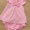 fernandaramoskids com br Conjunto Infantil Feminino Vestido Laço Poá e Calcinha Rosa 2