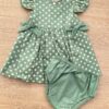 fernandaramoskids com br Conjunto Infantil Feminino Vestido Laço Poá e Calcinha Verde 2