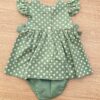 fernandaramoskids com br Conjunto Infantil Feminino Vestido Laço Poá e Calcinha Verde 4
