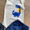 fernandaramoskids com br Conjunto Infantil Masculino Body Branco com Estampa e Short Azul 2