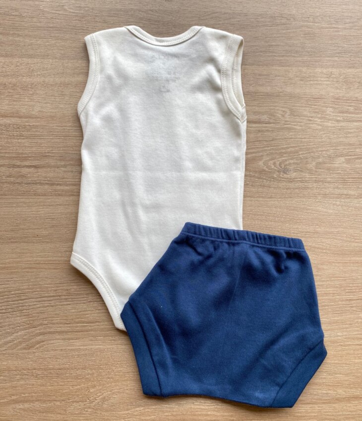 fernandaramoskids com br Conjunto Infantil Masculino Body Branco com Estampa e Short Azul 3
