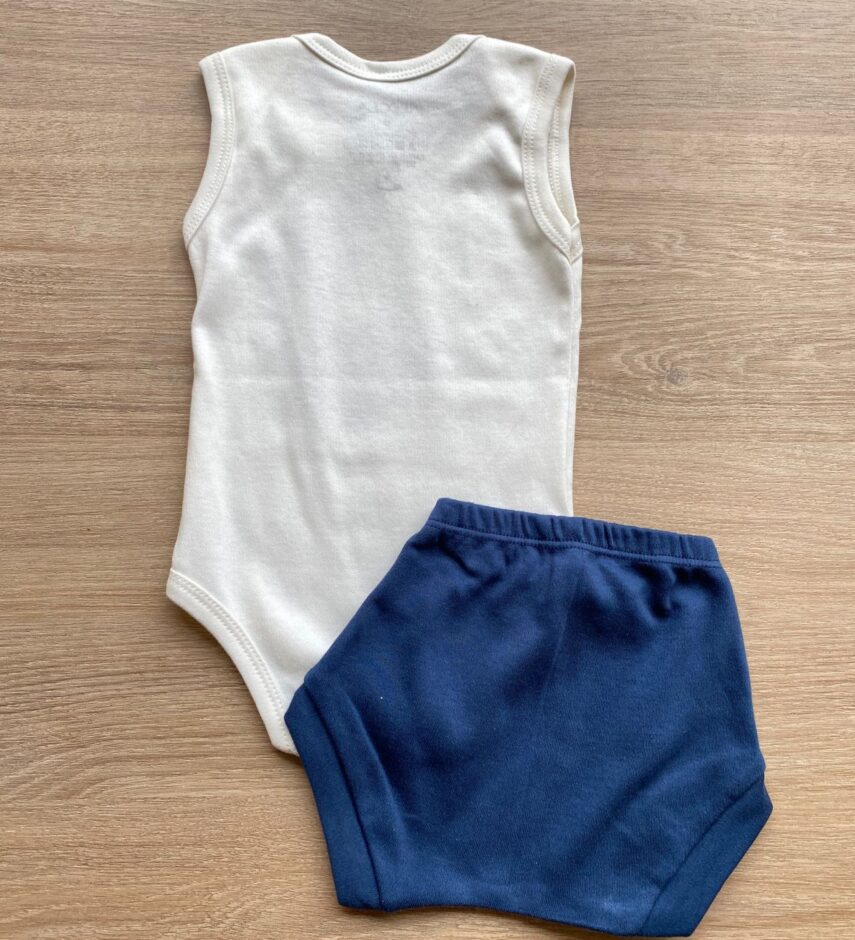 fernandaramoskids com br Conjunto Infantil Masculino Body Branco com Estampa e Short Azul 3