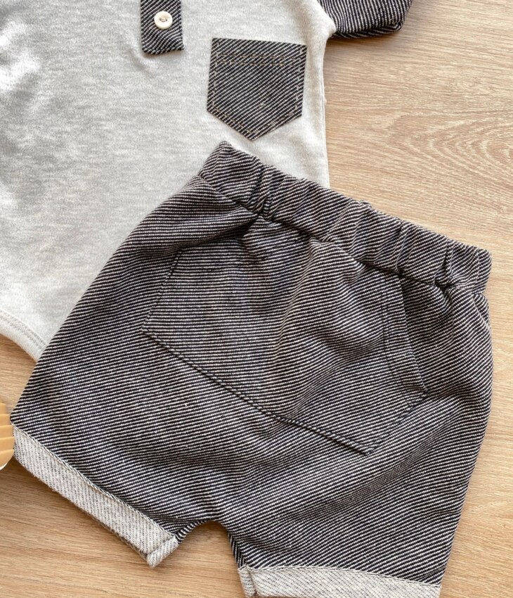fernandaramoskids com br Conjunto Infantil Masculino Body com Detalhe e Short Cinza 2