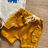 fernandaramoskids com br Conjunto Infantil Masculino Body Estampa Elefante Cinza e Short Caramelo 2