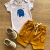 Conjunto Infantil Masculino Body Estampa Elefante e Short Caramelo Fernanda Ramos Kids