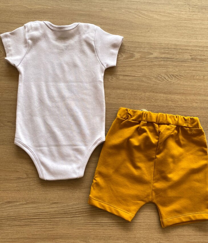 fernandaramoskids com br Conjunto Infantil Masculino Body Estampa Elefante e Short Caramelo 3