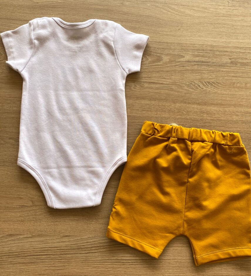 fernandaramoskids com br Conjunto Infantil Masculino Body Estampa Elefante e Short Caramelo 3