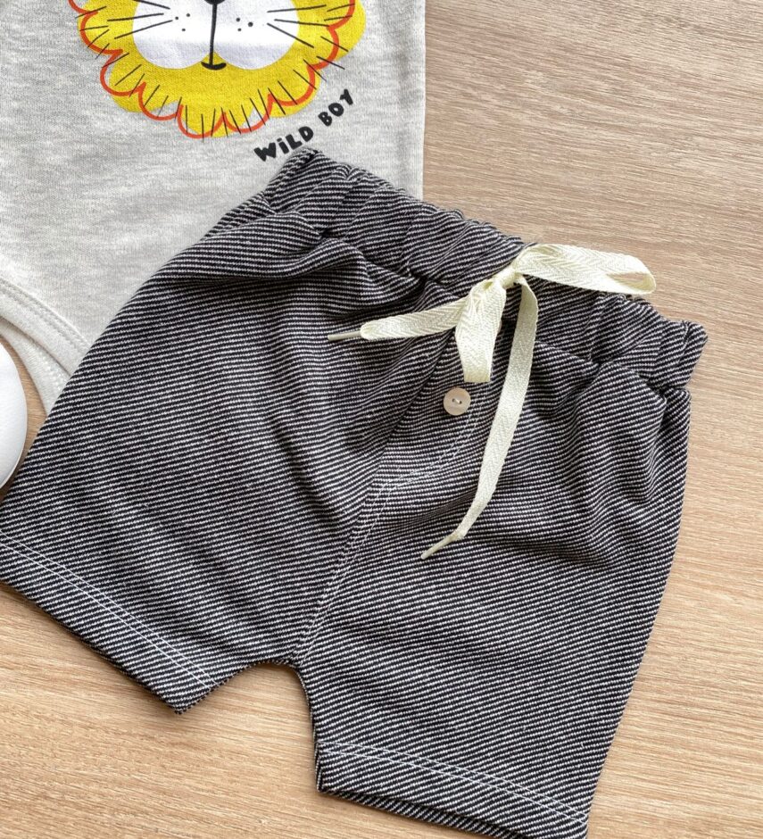 fernandaramoskids com br Conjunto Infantil Masculino Body Estampa Leão e Short Cinza 1